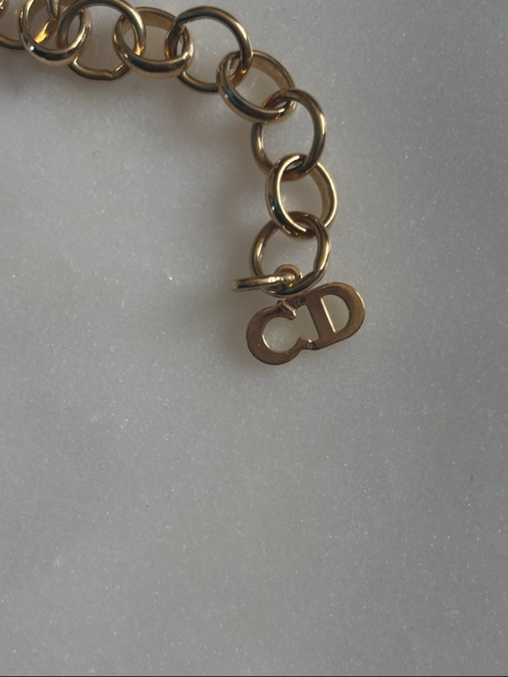 Gold-Tone Christian Dior CD Logo Medallion Necklace - vintage - Picture 5 of 9